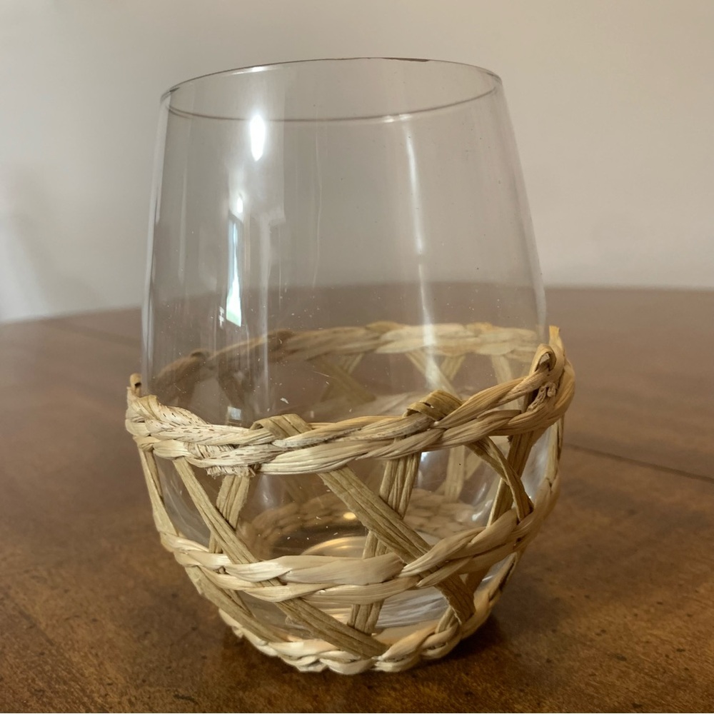 8 Oak Lane Stemless Rattan Wine Glass